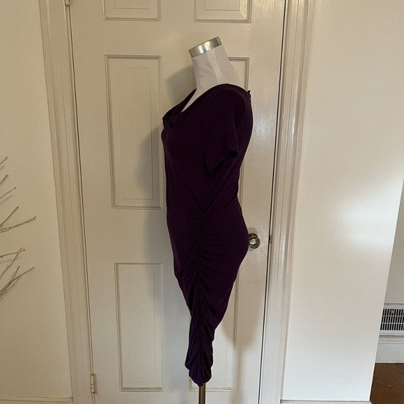NWT Patty Boutik Purple Draped Cowl Neck Short Sleeve Dress Rusched Sides Size s - Picture 4 of 10